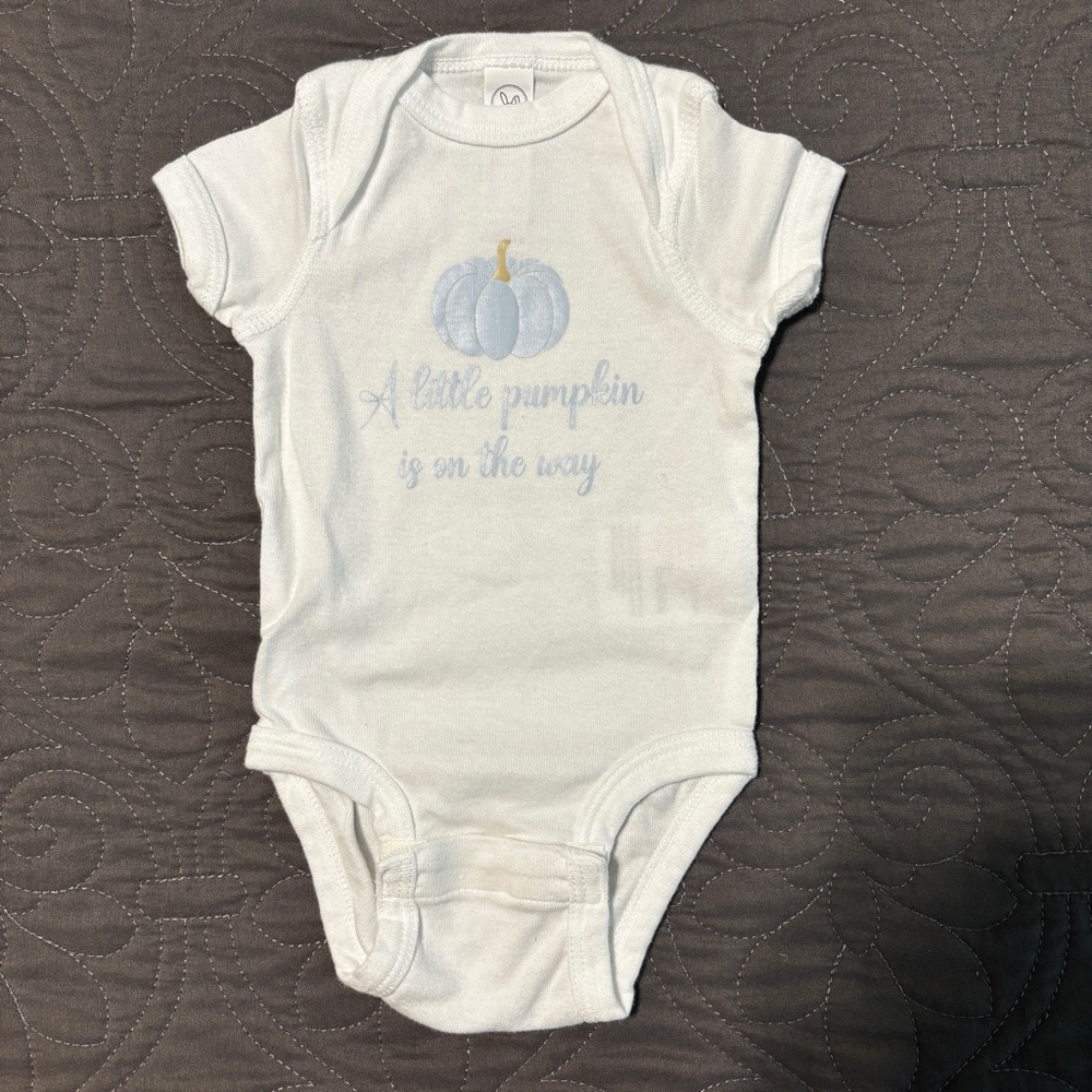 Baby One-Piece Bodysuit with Pumpkin Graphic - White